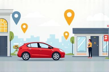 Nippon Car Care メンバーシップ ご利用の流れ: 車を持っていくまたは預けるイラスト